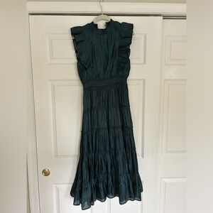 NWT Green midi dress with metallic finish
